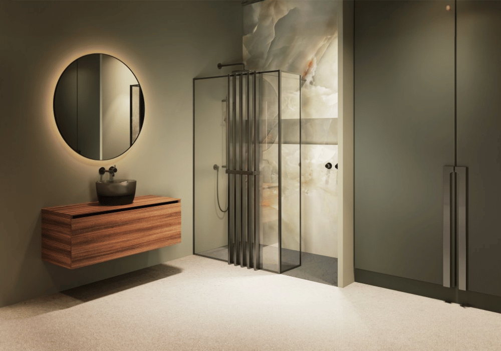 Walk-in zuhanyfal modern fürdőszobába