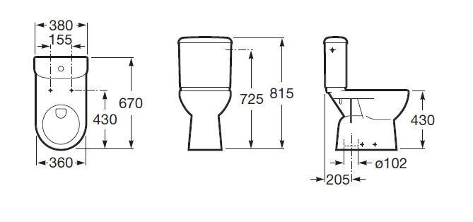 Roca Access Mozgássérült monoblokkos WC-csésze, alsó kifolyású, szerelőkészlettel - A342237000