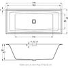 Kép 3/3 - Riho STILL SQUARE PLUG & PLAY, 170x75 cm, Jobbos kád B100030005