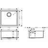 Kép 2/2 - Hansgrohe S719-U450 munkalap alá rögzített mosogató 450; 43426800