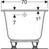 Kép 5/5 - Geberit Soana egyenes fürdőkád, keskeny dizájn, lábakkal, 170 x 70 cm (554.002.01.1)