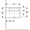 Kép 4/4 - Geberit Bambini gyermekmosdó három mosdócsaptelephez 139x41,5 cm, túlfolyó nélkül, alacsonyabb mosdó bal oldalon 430300016