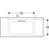 Kép 2/4 - Geberit ONE rövidített kivitelű mosdó 90x40 cm csaplyuk nélkül, fehér/szálcsiszolt króm 500.395.01.2