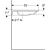 Kép 4/4 - Geberit Publica akadálymentes mosdó kivágással 60x55 cm, túlfolyó nélkül 500.668.01.2