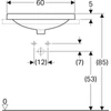 Kép 3/4 - Geberit VariForm beépíthető mosdó 60 cm, ellipszis alakú, csaplyuk-peremmel, túlfolyóval 500.733.01.2