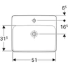 Kép 2/4 - Geberit VariForm beépíthető szögletes mosdó 55 cm, csaplyuk-peremmel, túlfolyó nélkül 500.742.01.2