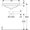 Kép 3/4 - Geberit VariForm beépíthető szögletes mosdó 55 cm, csaplyuk-peremmel, túlfolyó nélkül 500.742.01.2