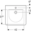 Kép 2/4 - Geberit Selnova Comfort Square akadálymentes mosdó 55x52,5 cm, túlfolyóval 500.785.00.7