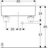 Kép 4/5 - Geberit Publica többfunkciós öblítőmedence 60x40 cm, túlfolyó nélkül, fehér 360060000