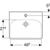 Kép 2/4 - Geberit Smyle Square kézmosó 50x41 cm, csaplyukkal és túlfolyóval 500.256.01.1
