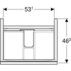 Kép 3/5 - Geberit Acanto alsó szekrény mosdóhoz, egy fiókkal egy belső fiókkal 60 cm matt láva/fényes láva üveg 500.609.JK.2