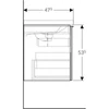 Kép 5/5 - Geberit Acanto alsó szekrény mosdóhoz, egy fiókkal egy belső fiókkal 75 cm matt fekete/fényes fekete üveg 500.611.16.1