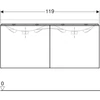 Kép 4/5 - Geberit Acanto alsó szekrény dupla mosdóhoz, két fiókkal 120 cm magasfényű fehér/fényes fehér üveg 500.613.01.2
