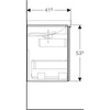 Kép 5/5 - Geberit Acanto alsó szekrény mosdóhoz, egy fiókkal egy belső fiókkal rövidített kivitel 90 cm matt homokszürke/fényes homokszürke üveg 500.616.JL.2