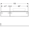 Kép 4/5 - Geberit VariForm alsó szekrény pultra ültethető mosdóhoz 135x51 cm, 2 fiókkal, pakolófelülettel, matt láva 501.178.00.1