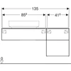 Kép 4/5 - Geberit VariForm alsó szekrény pultra ültethető mosdóhoz 135x51 cm, 3 fiókkal, pakolófelülettel, tölgy 501.193.00.1
