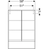 Kép 4/5 - Geberit Selnova Square 2 ajtós tükrös szekrény 58,8x85 cm, magasfényű fehér 501.264.00.1