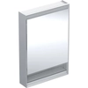Kép 1/5 - Geberit One tükrös szekrény nyitott polccal és világítással 60x90 cm, balos ajtóval, alumínium 505.830.00.1