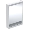 Kép 1/5 - Geberit One tükrös szekrény nyitott polccal és világítással 60x90 cm, jobbos ajtóval, fehér 505.831.00.2