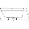 Kép 4/5 - Geberit Perfect egyenes akril kád 150x75 cm lábkészlettel, fényes fehér 554.071.01.1