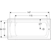 Kép 3/5 - Geberit Perfect egyenes akril kád 160x75 cm lábkészlettel, fényes fehér 554.072.01.1