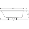 Kép 4/5 - Geberit Perfect egyenes akril kád 160x75 cm lábkészlettel, fényes fehér 554.072.01.1