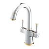 Kép 2/3 - Grohe Grandera 2-fogantyús mosdó csaptelep, 1/2″ L-es méret, króm/arany 20666IG0