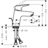 Kép 2/2 - Hansgrohe Logis mosdócsaptelep LowFlow 3,5 liter/perc 71078 000 (71078000)