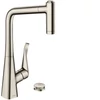 Kép 1/2 - Hansgrohe M7120-H320 2-lyukú egykaros konyhai csaptelep 320 kihúzható zuhanyfejjel, rozsdamentes acél hatású 73806800