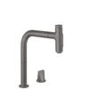 Kép 1/2 - Hansgrohe M71 M7120-H200 2-lyukú egykaros konyhai csaptelep kihúzható kifolyóval, szálcsiszolt fekete/króm 73818340