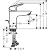 Kép 2/2 - Hansgrohe Egykaros mosdócsaptelep 100 kétféle átfolyási mennyiséggel, automata lefolyó-garnitúrával 71105000