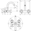 Kép 2/2 - Hansgrohe Kétkaros konyhai csaptelep Eco, fali szereléshez, 1jet 71284000