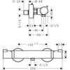 Kép 2/2 - Hansgrohe Termosztátos zuhanycsaptelep Comfort, falsíkon kívüli szereléshez HG13116000