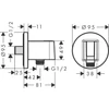 Kép 2/2 - Hansgrohe FixFit S Fali tömlőcsatlakozás zuhanytartóval, kerek 26888990