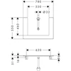 Kép 2/2 - Hansgrohe Xelu Q Pultlap konzolos szekrényhez 780/550 középkivágással, ráültetett mosdótálhoz 600/480 54109630