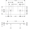 Kép 3/3 - Hansgrohe Xelu Q Pultlap 1360/550 dupla kivágással, csaptelep lyuk nélküli, ráültetett mosdótálhoz 54118050