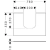 Kép 2/2 - Hansgrohe Xevolos E Pultlap 780/550 középkivágással, ráültetett mosdótálak alá, konzolos mosdószekrényhez 500/480 és 600/480 54208780