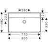 Kép 3/3 - Hansgrohe Xanuia Q Mosdótál 800/480, csapfurat nélkül, túlfolyóval Fehér 60251450