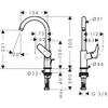 Kép 2/2 - Hansgrohe Logis Egykaros mosdócsaptelep 210, elforgatható kifolyóval, automata lefolyógarnitúrával 71130670