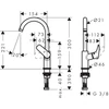 Kép 2/2 - Hansgrohe Logis Egykaros mosdócsaptelep 210, elforgatható kifolyóval, lefolyógarnitúra nélkül 71131670