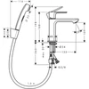 Kép 2/2 - Hansgrohe REBRIS S 110 mosdócsaptelep bidette zuhannyal, leeresztő nélkül, króm, 72215000