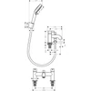 Kép 3/3 - Hansgrohe Zesis S 2-lyukú kádperemre szerelhető csaptelep, váltószeleppel és Vernis Blend kézizuhannyal Vario Króm 74424000