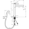 Kép 2/2 - Hansgrohe Finoris Egykaros mosdócsaptelep 260, bidé kézizuhannyal és 160cm-es zuhanytömlővel, Szálcsiszolt Fekete Króm 76220340