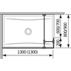 Kép 2/2 - JIKA Walk-In PURE 130 zuhanyfal, oldalfalhoz rögzített, rövid üvegfallal, sarok profillal H2674270026681