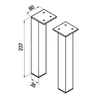 Kép 2/2 - JIKA Cube bútorláb 1 pár, 24cm, króm H4944021760001