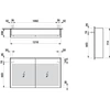 Kép 2/2 - LAUFEN LANI Tükrös szekrény, 120 cm, 2 ajtóval, vízszintes LED világítással, 2 üveg polccal, 1 dugaljjal, Fényes Fehér H4038221122611