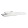 Kép 1/2 - LAUFEN LANI Mosdótartó lap, 140 cm, kivágással bal oldalon, 65 mm vastag, 3 tartókonzollal, Matt Fehér H4046821122601