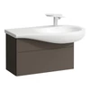 Kép 1/2 - LAUFEN ILBAGNOALESSI Alsószekrény, 90 cm, kivágással jobb oldalon, 1 fiókkal, finoman záródó mechanizmussal, H814976 mosdóhoz, Sötét Barna H4304110974291