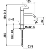 Kép 2/2 - LAUFEN Kartell LAUFEN Egykaros mosdó csaptelep, rögzített 135 mm-es kifolyócsővel, átfolyás 5,3 l/perc, PVD halvány arany matt H3113310831201