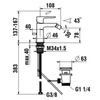 Kép 2/2 - LAUFEN CITYPLUS Egykaros bidé csaptelep, fix kifolyóval 108 mm, húzórudas lefolyószeleppel, Króm HF505310100000